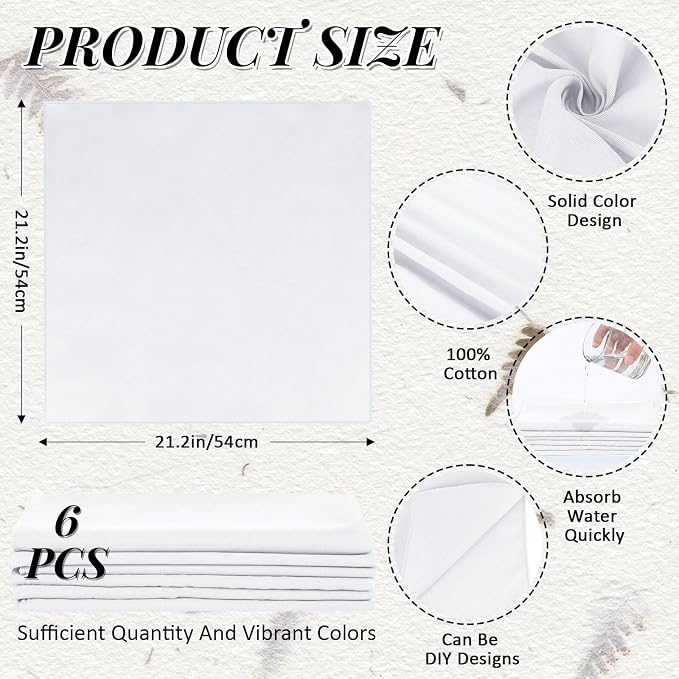Suhine 100% Cotton Solid Bandanas Blank Bandanas Multifunctional Headband Scarf - Image 2