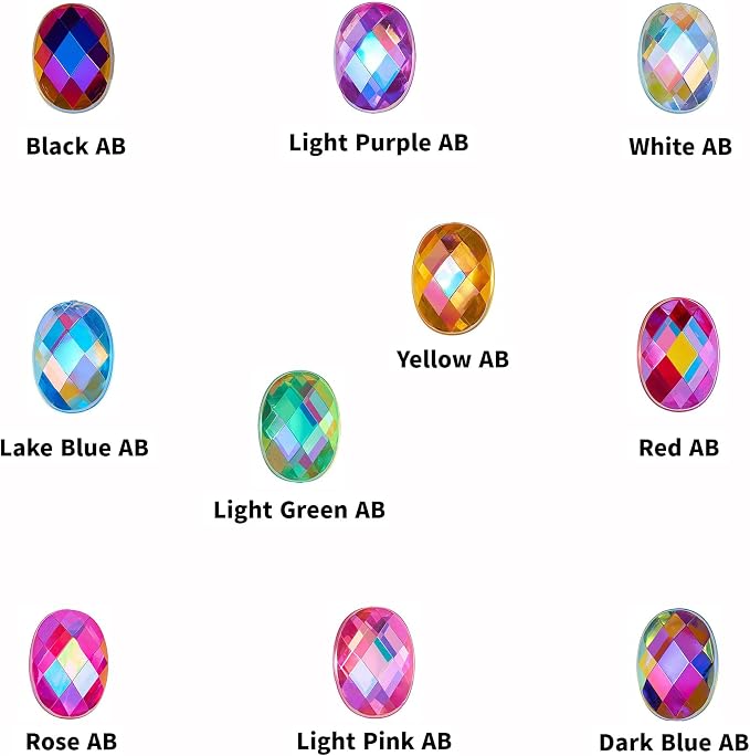 200 Pcs 10x14mm AB Rhinestones for Bedazzling, Rainbow Effect Craft Gems for - Image 2