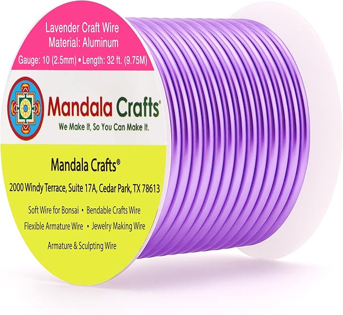 Mandala Crafts 10 Gauge Lavender Anodized Aluminum Craft Wire, 32 FT | Colored by MandalaCrafts