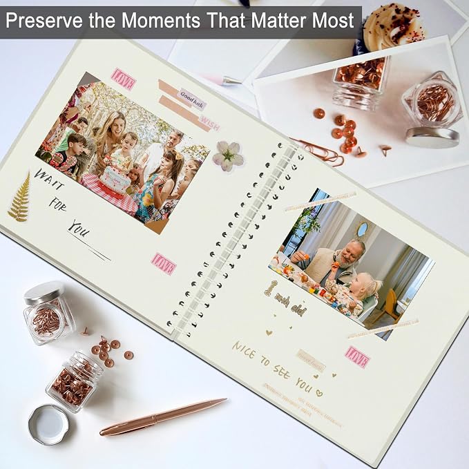 DIY Scrapbook Album 7x7 Inch, Hardcover Kraft Paper Scrap Book Photo Album - Image 4