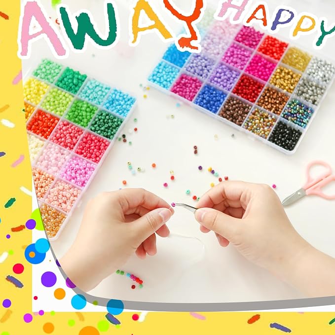 Efivs Arts 6720pcs 48 Colors 4mm Glass Seed Beads Kit - Image 5