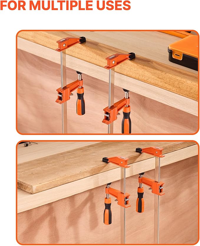 VEVOR Bar Clamps for Woodworking, 2-Pack 24 inch Opening, Lockable F-Clamp with 600 lbs Load Limit, 2-1/2 inch Depth, Cast Iron and Carbon Steel, Easy to Use, Wood Clamps for Woodworking Metal Working