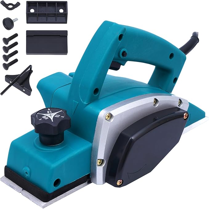 BHTOP Electric Hand Planer, Wood Planer for Woodworking, 3-1/4 Inch Corded Planer with Blades, Edge Guide（1900B）