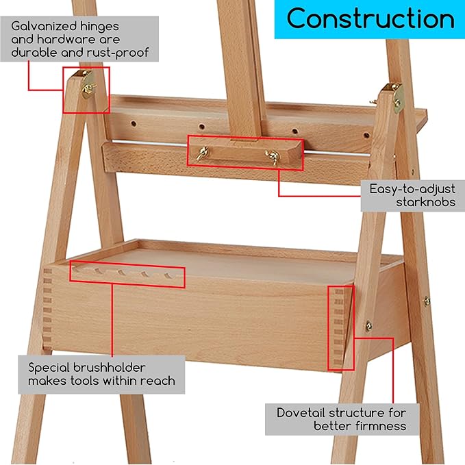 MEEDEN Painting Easel with Storage Drawer, Studio H-Frame Easel- Adjustable - Image 4