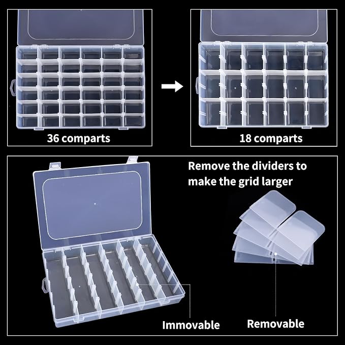 OUTUXED 36 Grids Clear Plastic Organizer Box - Image 4