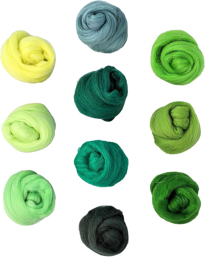 Flylin Needle Felting Wool, 10 Colors Wool Roving Yarn by Flylin