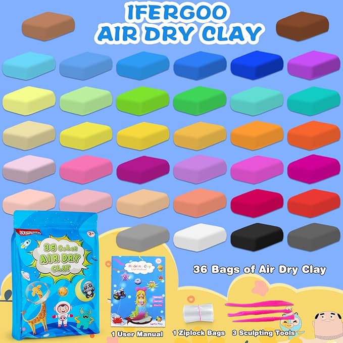 ifergoo Air Dry Clay, 36 Colors Magic Foam DIY Molding Clay - Image 3