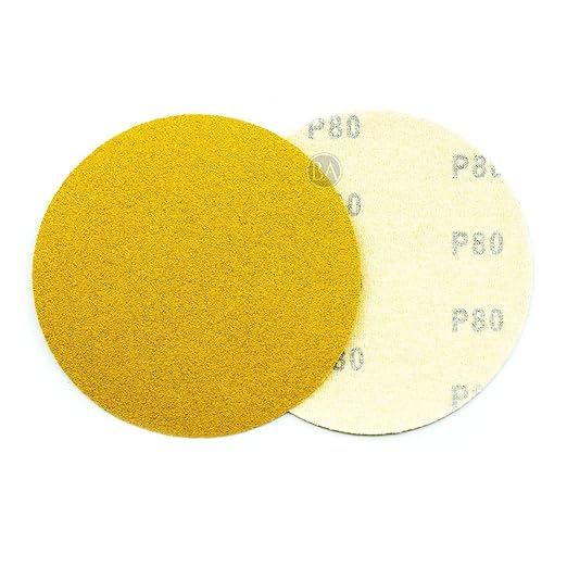 Benchmark Abrasives 5" Premium Aluminum Oxide Stearated Gold No Holes Hook and Loop Discs for Sanding of Metals Non-Ferrous Metals Wood Plastic Fiberglass (50 Discs) - Mixed High Grits