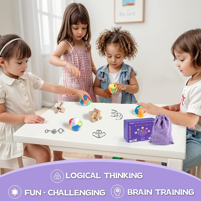 Brain Teaser Puzzles for Adults and Kids, 3D Wooden Plastic Metal Puzzle - Image 3