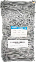 4 Inch Grey Zip Ties (1000 Pieces), 18lb Strength, Nylon Cable Wire Ties