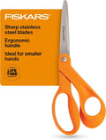 Fiskars Petite Original Orange-Handled Scissors, Crafting and Sewing Stainless Steel Scissors for Smaller Hands, Ergonomic Handle, Paper and Fabric Supplies for Office, Arts, and Crafts