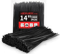 Zip Ties 14 inch(1000 Pack), 60 lb, Black Heavy Duty Wire Ties, UV Resistant Cable Ties for Indoor and Outdoor Use, LOCKLOCK