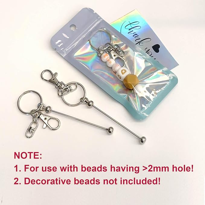 42/84/126 Pcs Beadable Keychain Bars Bulk Blank DIY Beaded Keychain Making - Image 5