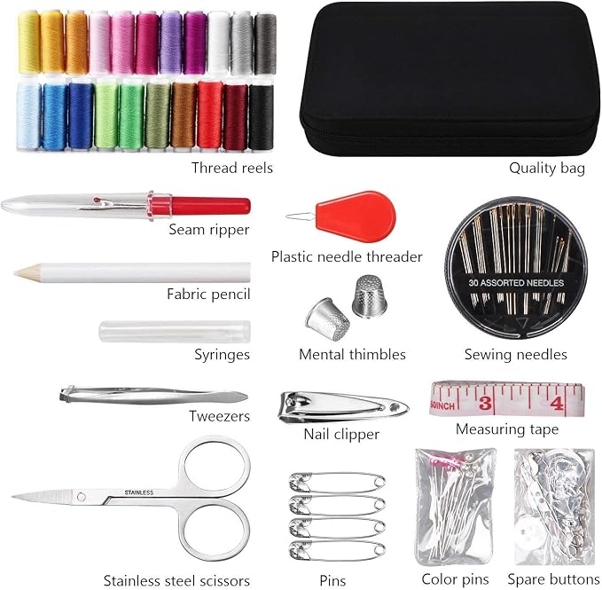 JUNING Sewing Kit with Case, Contains 24 Spools Threads, Sewing Needles - Image 2