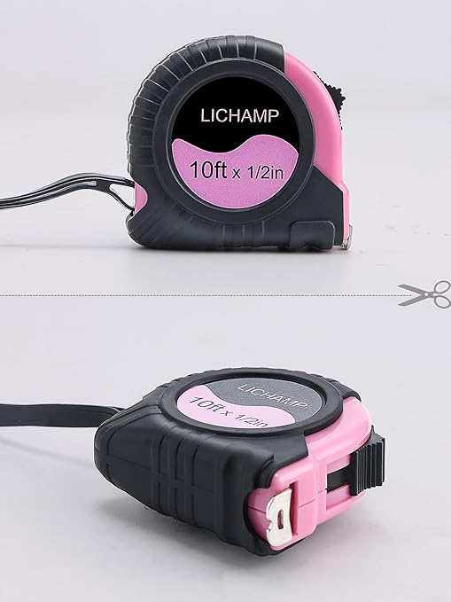 Lichamp Small Tape Measure 10 Feet, Pink Tape Measure Mini 3 Pack 10ft x 1/2in with 1/8 Fractions, 0310PK