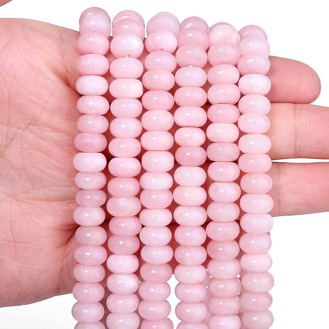 Songxi 5x8mm Natural Pink Stone Rondelle Beads, Gemstone by SongXi