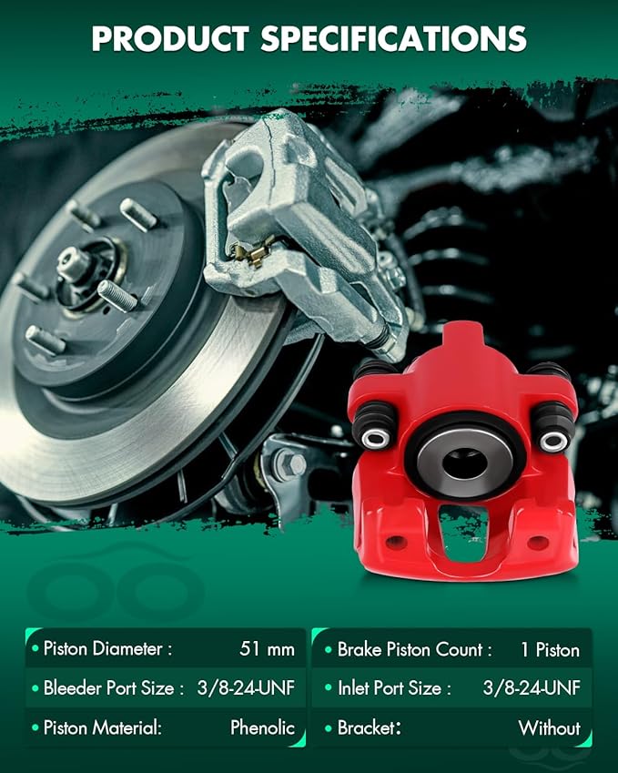 SCITOO 18-4678 18-4679 Disc Brake Calipers Assembly Red Fit For Ford For Expedition/For F-150 / For F-150 Heritage/For F-250,For Lincoln Blackwood/Navigator/Town Car
