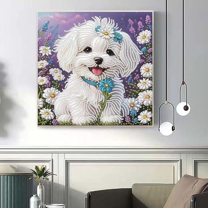 Diamond Painting Kits For Adults, Dog Special Shape Diamond Art Kit, 12X12in | - Image 4