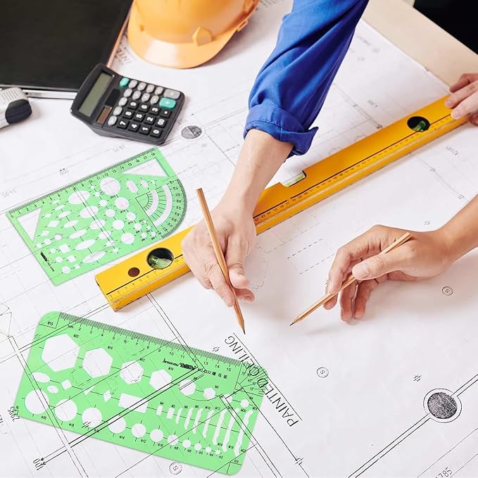 15PCS Geometric Drawings Templates, Measuring Geometry Rulers, Drafting - Image 4