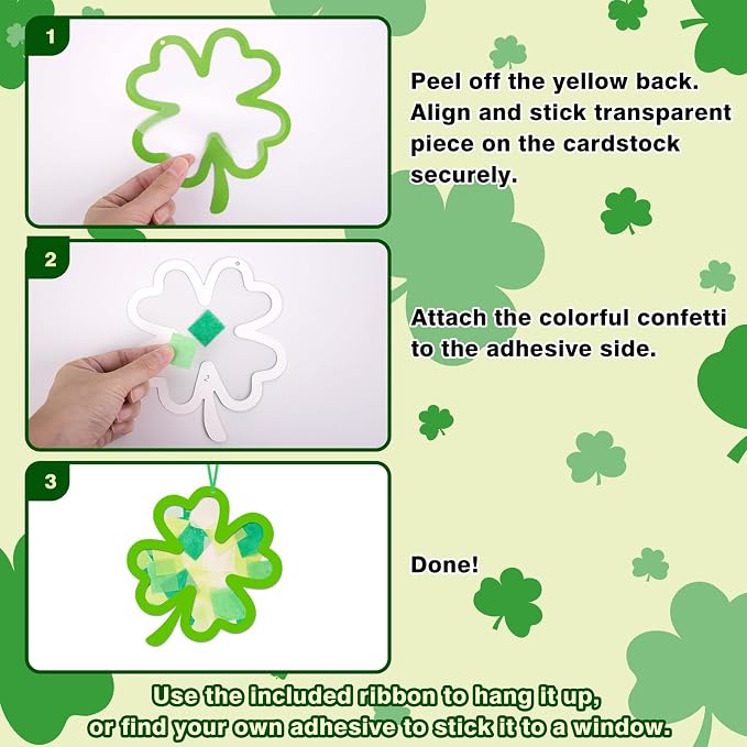 40PCS St. Patricks Day Crafts Bulk: Paper Shamrock Suncatchers, Saint Patrick's - Image 5