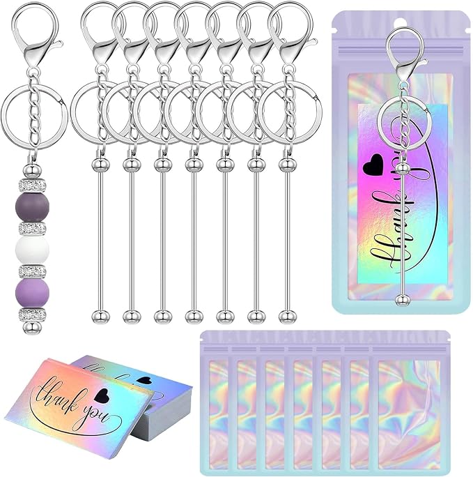 42/84/126 Pcs Beadable Keychain Bars Bulk Blank DIY Beaded Keychain Making by Unknown
