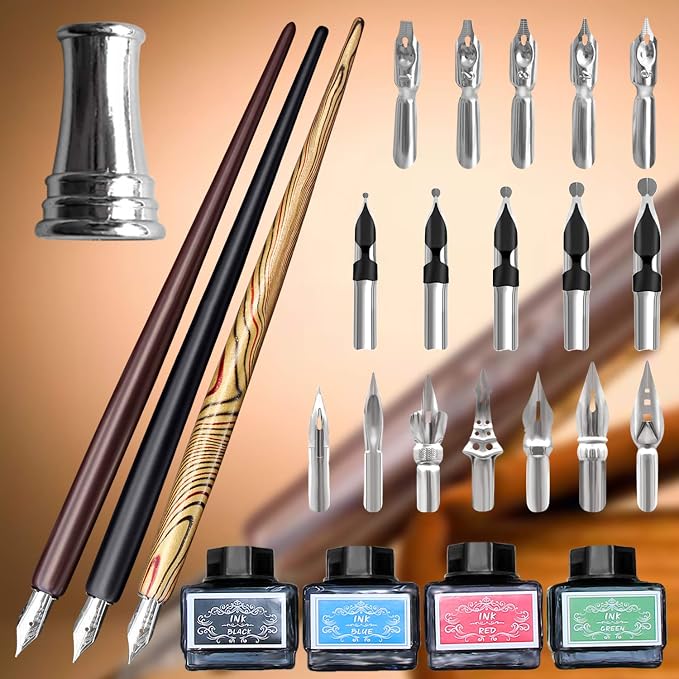 Calligraphy Set For Beginners, 3 Calligraphy Pens, 4 Ink Bottle 15ml, 20 - Image 3