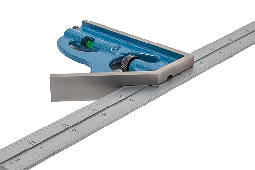 PEC Tools 2-Piece Combination Square Set - 4R 12” Machinist Blade Cast Steel Head, Reversible Locking Bolt, Scribe, for Metalworking, Carpentry and Multiple Applications, Made in USA