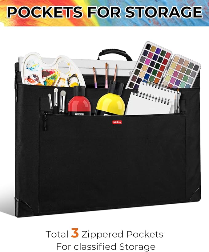 Nicpro Light Weight Art Portfolio Bag, 24x36 Black Art Canvas Portfolio Case - Image 7