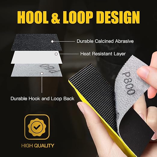 Micro Sander Kit 3.5X 1 Inch Detail Finger Sander for Small Projects+ 100PCS Wet Dry Sandpaper Sheets 60 120 240 400 600 800 1000 1500 2000 5000 Grit for DIY Crafts Wood Metal
