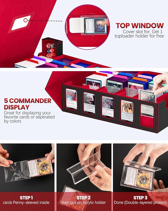 Trading Card Storage Box, 5 Row Card Deck Case - Image 3