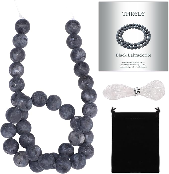10mm Matte Black Labradorite Bead, 15-Inch Matte Round Loose Stone Beads by THRELE