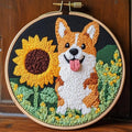 DIY Punch Needle Kits Cute Corgi Dog and Sunflower by Unknown