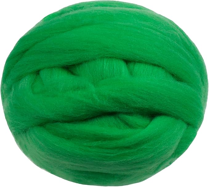 JeogYong Needle Felting Wool, 3.53oz Wool Roving Chunky Wool Yarn, Grass Green by JeogYong