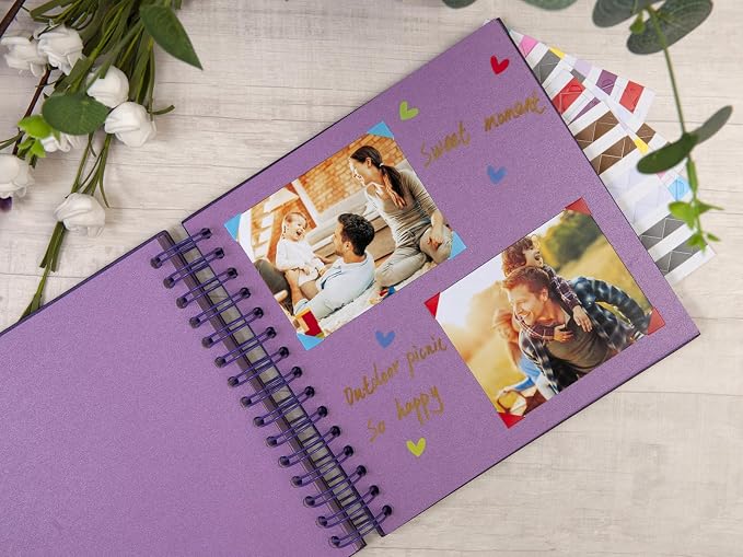 potricher 8 x 8 Inch DIY Scrapbook Photo Album 80 Pages Thick Kraft Blank - Image 3