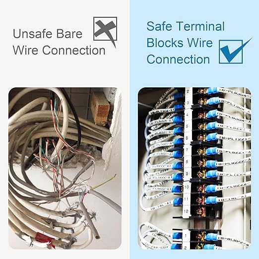Terminal Block,2 Pack 10 Circuits 20-30A 200v-450v Dual Row Screw Terminals Strip +40 PCS Heat Shrink Wire Connectors