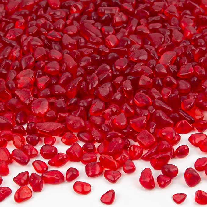 QEQEKAKA Sea Glass Stones for Crafts About 1LB Red Glass Pebbles Gemstones Bulk by QEQEKAKA