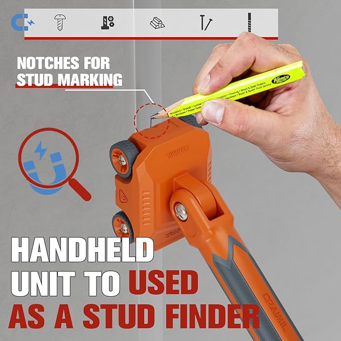 Magnetic Wire Puller for Electrical Wiring – Rare-Earth Magnets, Stainless-Steel Leader for Easy Cable Pulling in Walls & Tight Spaces, Doubles as Stud Finder, Includes High-Quality Hard Plastic Case
