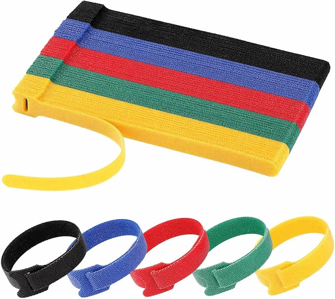 100pcs Cable Ties Reusable Rainbow Color Wire Ties Cable Management Cord Ties by NAYZWOK