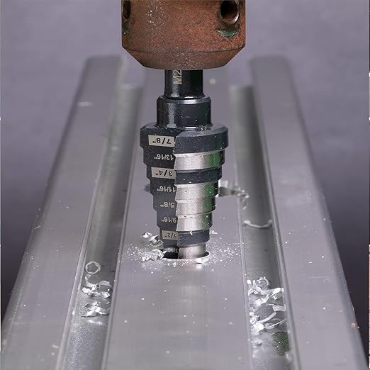 3/16 to 7/8 Inches M2 HSS Step Drill Bit for Metal, Plastic, Wood, Aluminum, Heavy Duty Unibit with Multi Hole Sizes