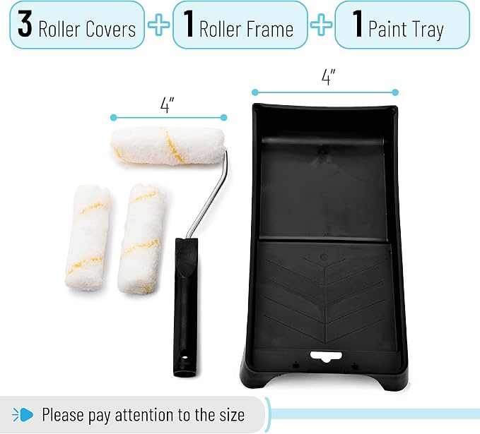Bates- Paint Tray Set, Paint Roller Kit, 4 inch, Foam Roller, Roller Brush - Image 2
