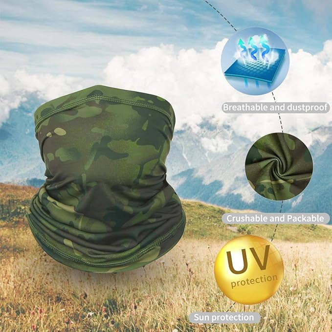 Achiou Cooling Neck Gaiter Face Cover Scarf, UV Protection Mask for Men and Women,Soft Windproof, Hiking Cycling Running