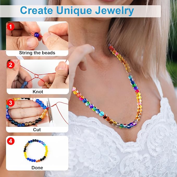 XSEINO About 1200pcs 6mm Crack Glass Beads Bracelet Making Kit, 24 Assorted - Image 4