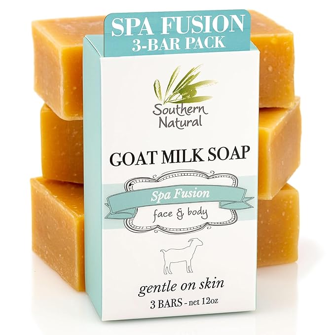 Southern Natural Goat Milk Soap Bar - 3 Pack Essential Oil Blend - For Dry Sensitive Skin. Natural Handmade Face & Body Soap For Men & Women.