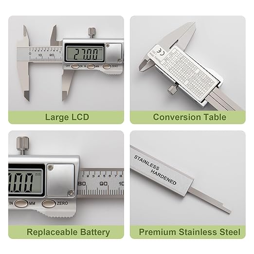 All-Metal Small Digital Caliper 0-4" Mini Measuring Tool, Micrometer Caliper with Auto-Off Feature, Interchangeable Between inches and millimeters for DIY/Household and 3D Printing