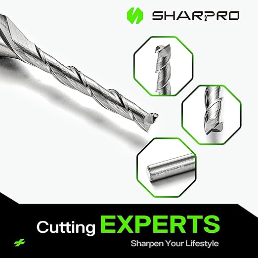 Extra Long Spiral Upcut Router Bit 1/4 Inch Shank 1/8 Inch Cutting Dia. 1 Inch CL. 3 Inch OVL. Solid Carbide Upcut CNC Router Bit for Wood Cutting, Engraving and Plunging Applications (3PCS)
