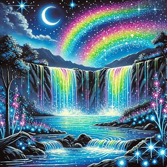 Landscape Diamond Art Kits for Adults, Full Drill Waterfall Diamond Painting by Dugsmgd