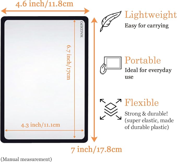 MAGDEPO 3X Page Magnifying Lens 4.75" x 7" Combo-Set 2 Bookmark Magnifier - Image 3