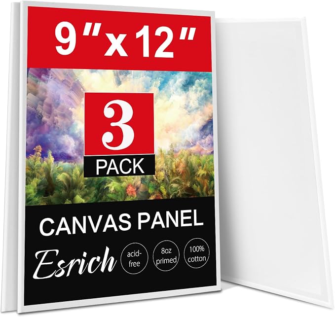 ESRICH Canvas Boards for Painting, 3 Pack 9x12 Canvases for Painting Cotton by ESRICH