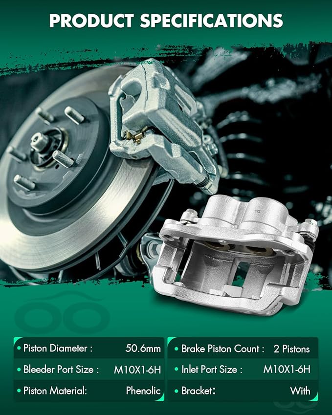 SCITOO 18B4934 Rear Left Disc Brake Caliper w/Bracket Fit For Chev For Express 2500 2003-2020,For GMC For Savana 2500 2003-2020,For GMC For Savana 3500 2003-2020, Double Pistons