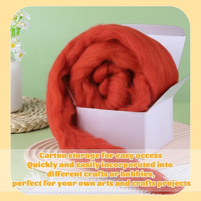 3.53oz Wool Roving, Fiber Roving Wool Top, Needle Felting Supplies, Pure Wools - Image 8